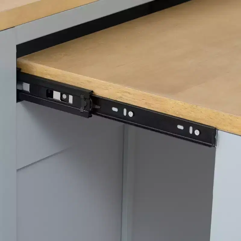 47 Kitchen Island with Extendable Dining Table Rubber Wood Veneer Kitchen Table with Storage Rack & Power Outlet & 2 Drawers 2 Cabinet Blue