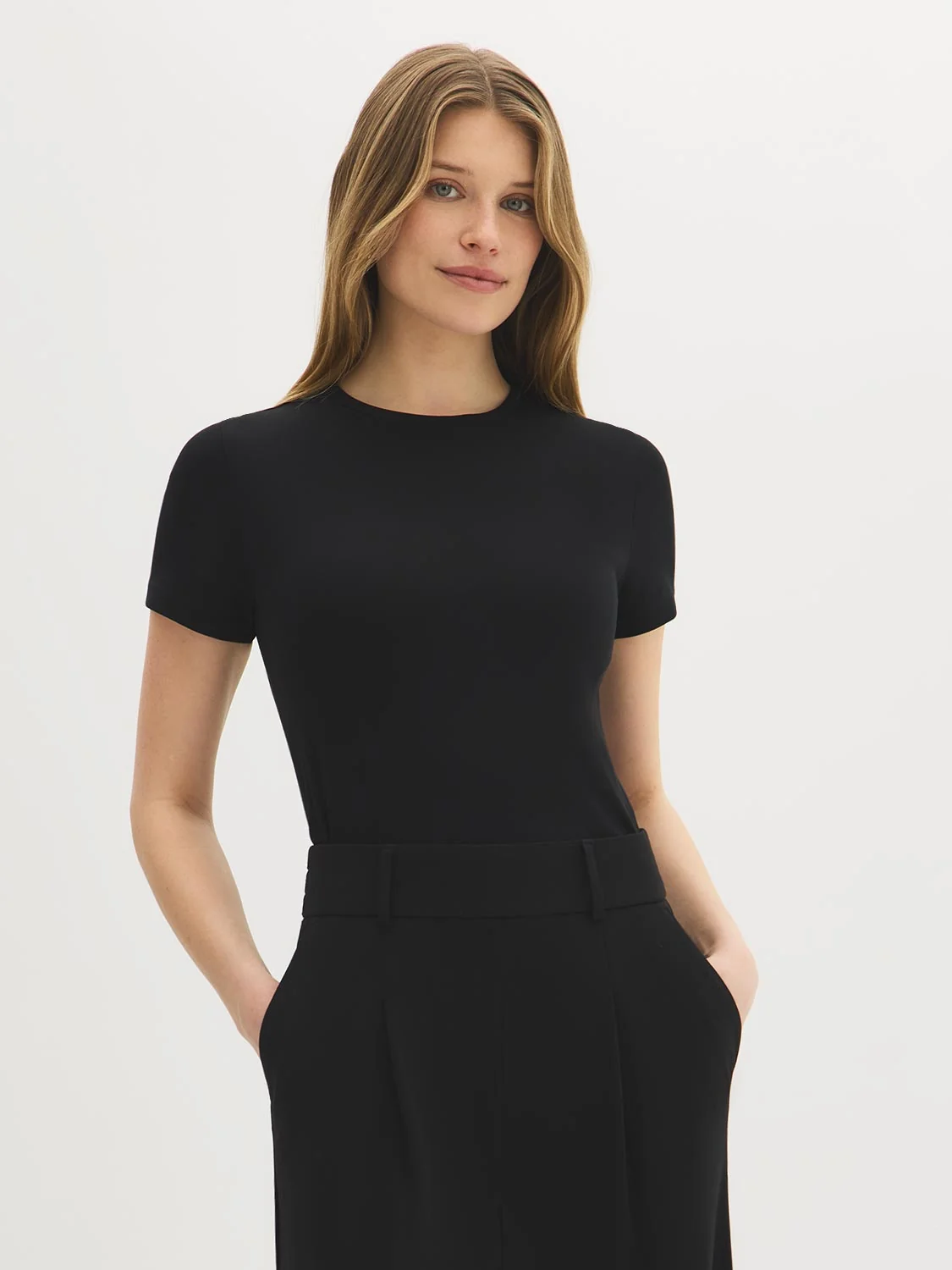 Cotton-Blend Ribbed Tee