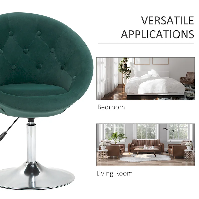 HOMCOM Swivel Accent Chair Modern Makeup Vanity Chair Adjustable Height Leisure Lounge Chair