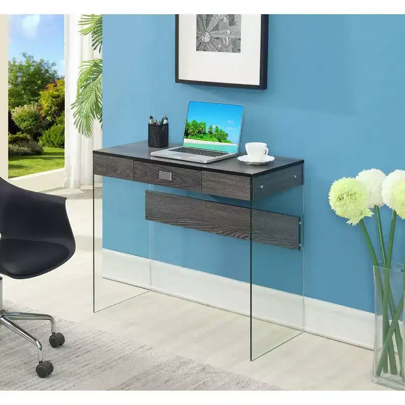 Glass Desk with Drawer