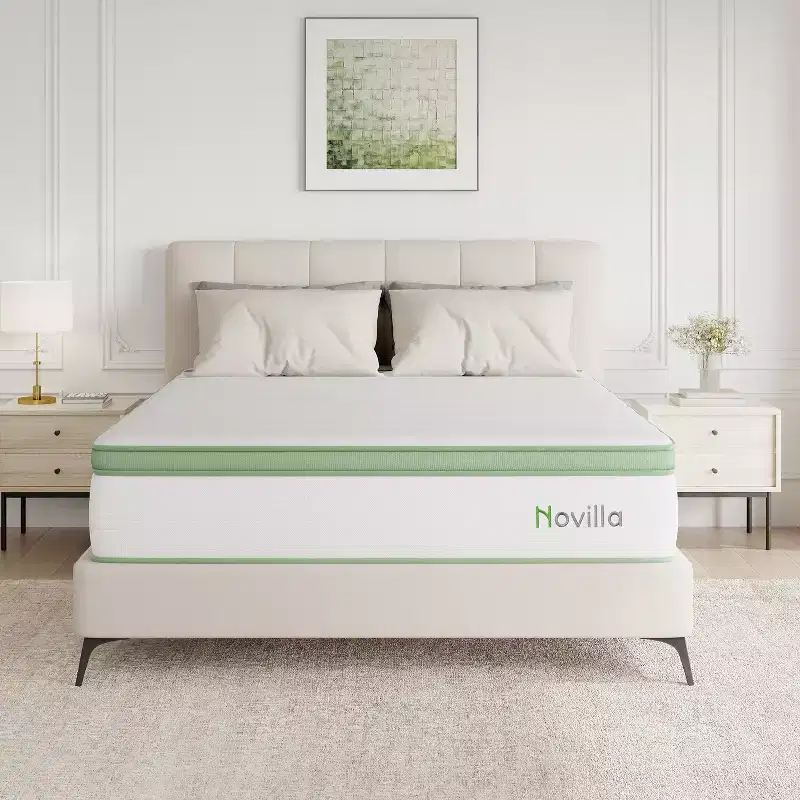 Novilla 12 inch Medium Firm Hybrid Memory Foam/Coil Blend Mattress in a Box, Motion isolation