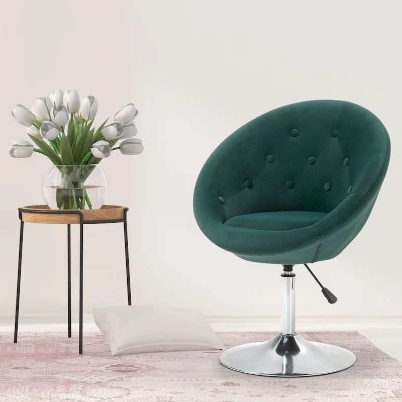HOMCOM Swivel Accent Chair Modern Makeup Vanity Chair Adjustable Height Leisure Lounge Chair