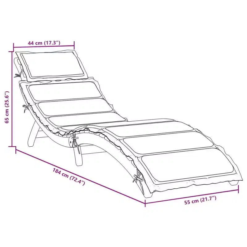 vidaXL Sun lounger21.65 x 72.44 x 25.20 in Solid Acacia Wood