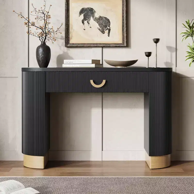 Christopher Knight Home Mirod Modern Ribbed Console Table with Drawer and Column Legs