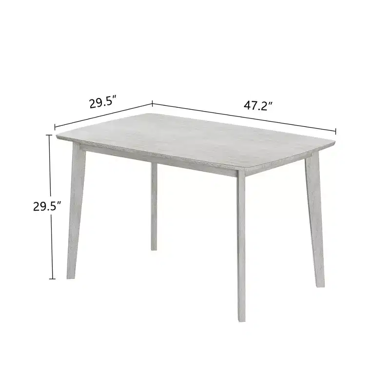 VECELO 5-Piece Farmhouse Style Dining Table Set, Rubber Wood Table and 4 Upholstered Dining Chairs, Gray