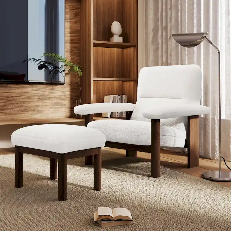 Mid-Century Accent Chair with Ottoman