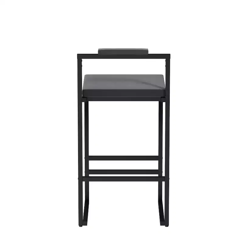 Velvet Upholstered Bar Stools Counter Height With Footrest Backrest Modern Dining Chairs Black Gray