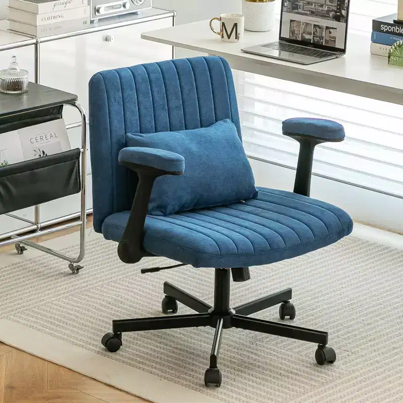 Modern Velvet Office Chair with Padded Back, Desk Chair with Adjustable Armrest and Back, Comfy Chair for Office, Study