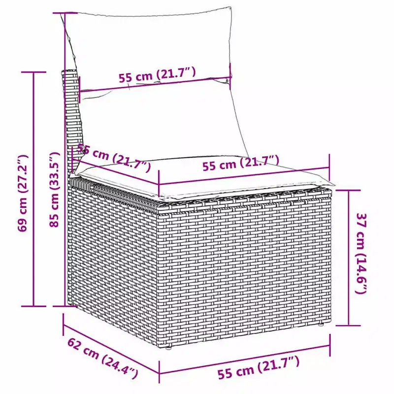 vidaXL Modular Garden Sofa Set with Cushions and Adjustable Design