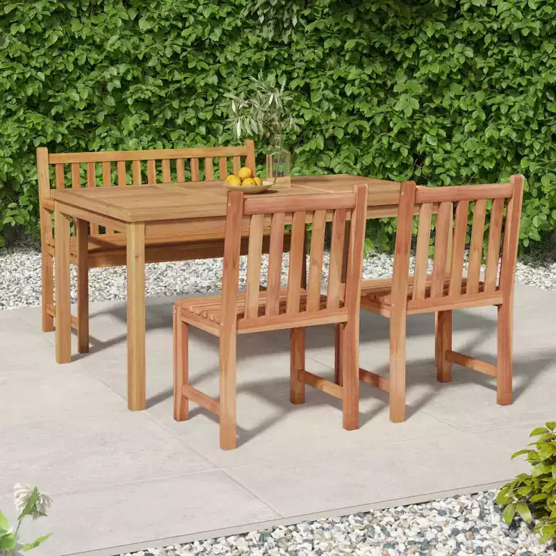 vidaXL Garden Dining Set Natural Teak Smooth Sanded Teak Hardwood Standard