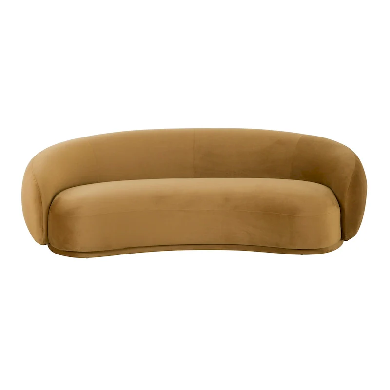Curved Velvet Upholstered Sofa