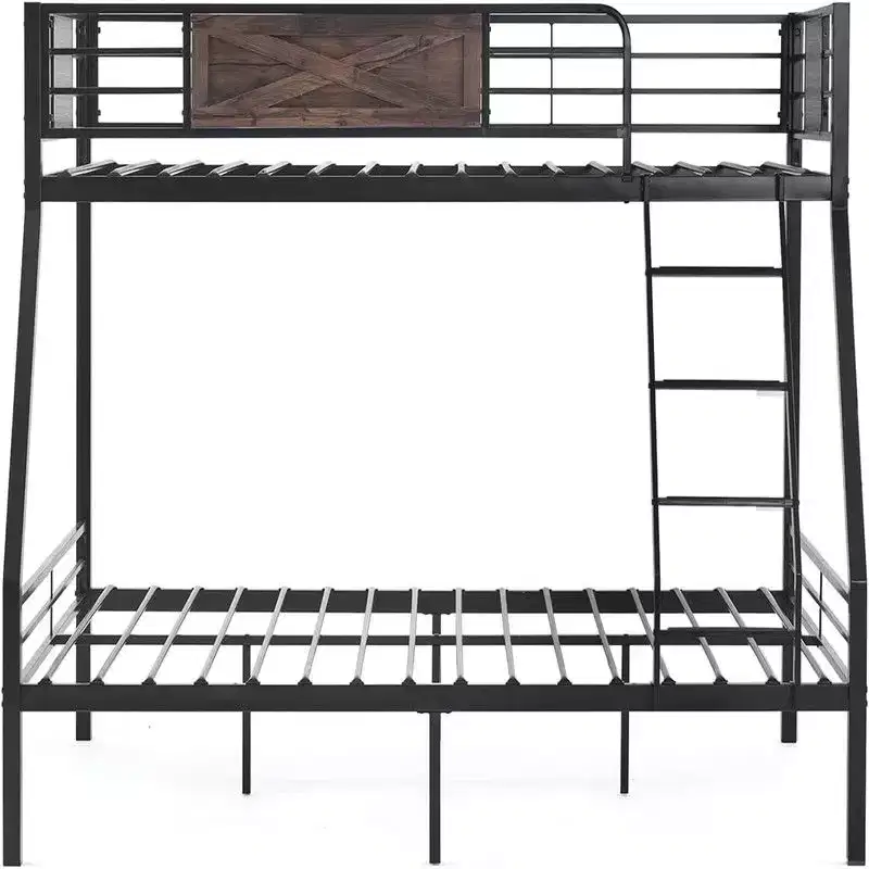 Karl Home Bunk Bed Twin Over Full Size with 2 Storage Drawers, Heavy Duty Metal Slat Support, No Box Spring Needed