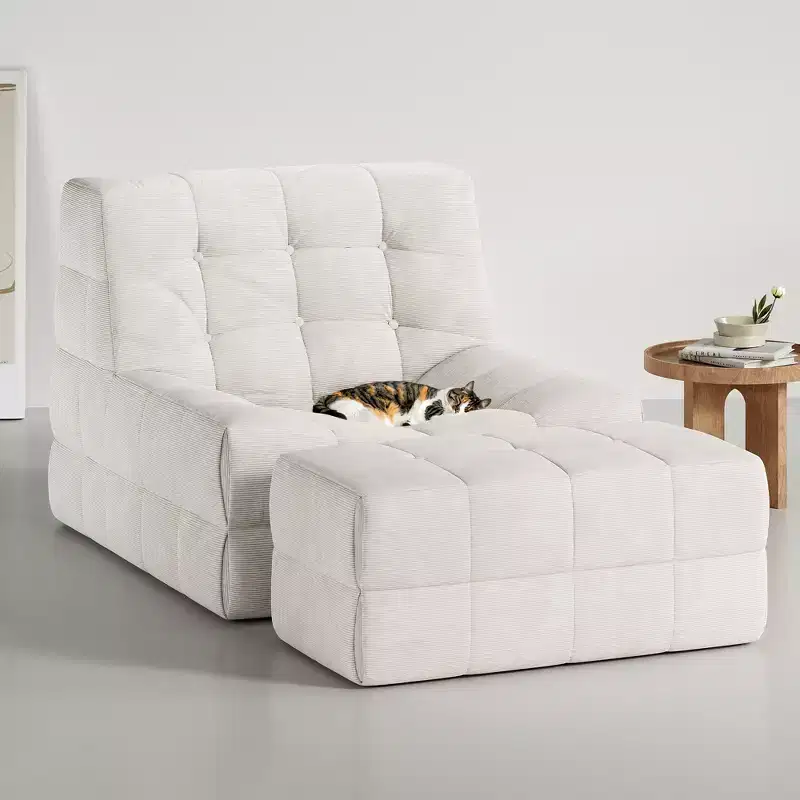 GDFStudio Hayes Ergonomic Memory Foam Bean Bag Chair with Ottoman