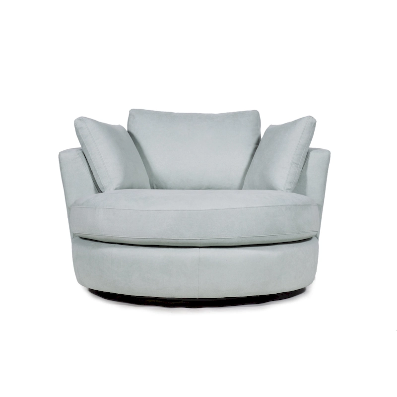 54 Wide Elegant Round Swivel Barrel Chair, Chair and a Half
