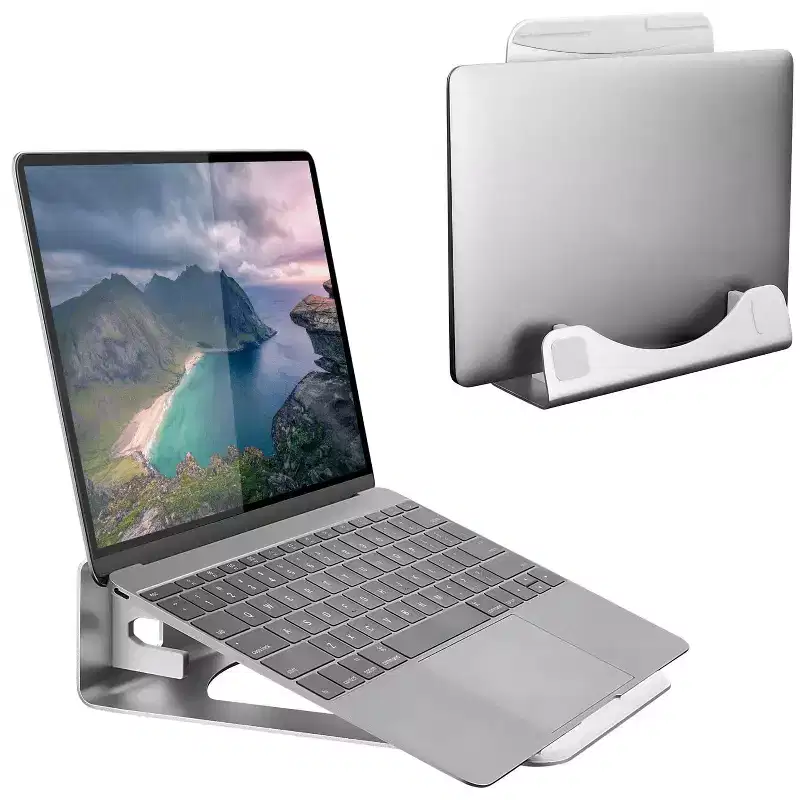 Vertical Laptop Stand - Aluminum Laptop Holder with 2-in-1 Design for Desk Use