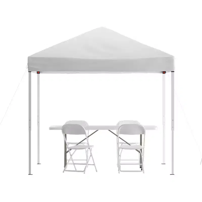 Flash Furniture Portable Tailgate/Event Tent Set - 8'x8' Pop Up Canopy Tent, 6-Foot Bi-Fold Table, Set of 4 Folding Chairs