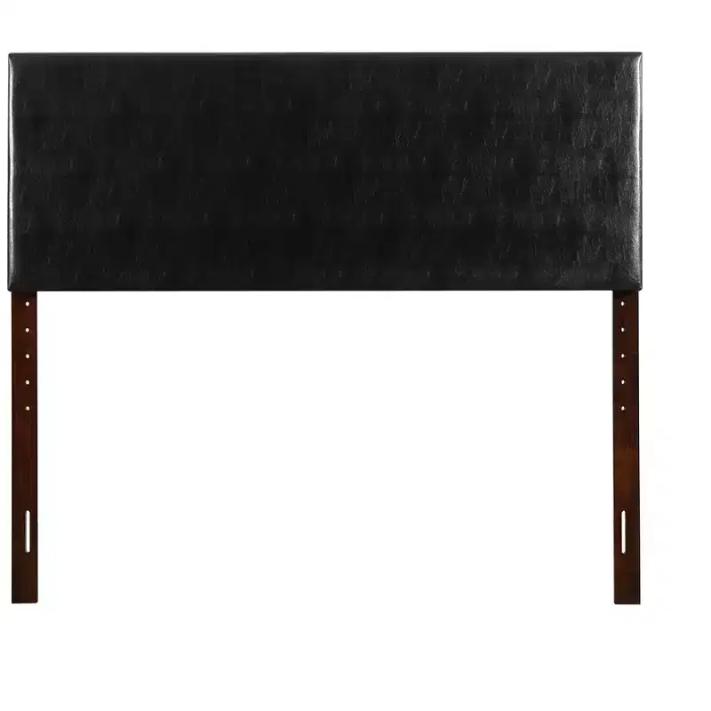 Queen Adjustable Height Headboard, Faux Leather Upholstered, Wall or Bed Frame Mount, Minimalist Style