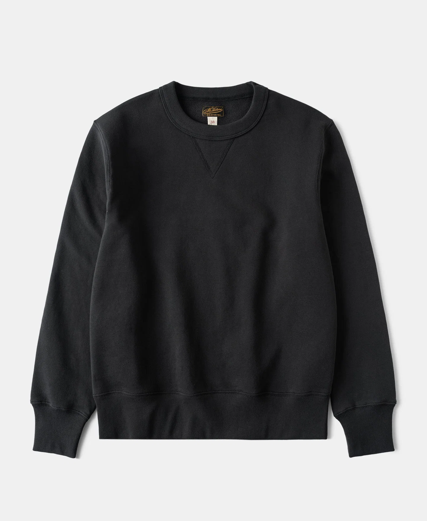 1940s Plain Set-in Crewneck Sweatshirt - Black
