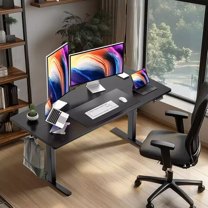 Electric lift desk, 63X28 inch adjustable height upright electric desk, ergonomic electric office desk, electric standing table.