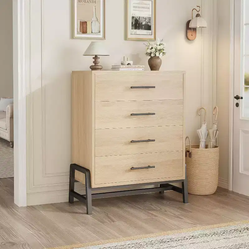 38.6 Tall Dresser, 4 Dresser for Bedroom, Wooden Closet Storage Chest, Storage Freestanding, for Living Room, Bedroom