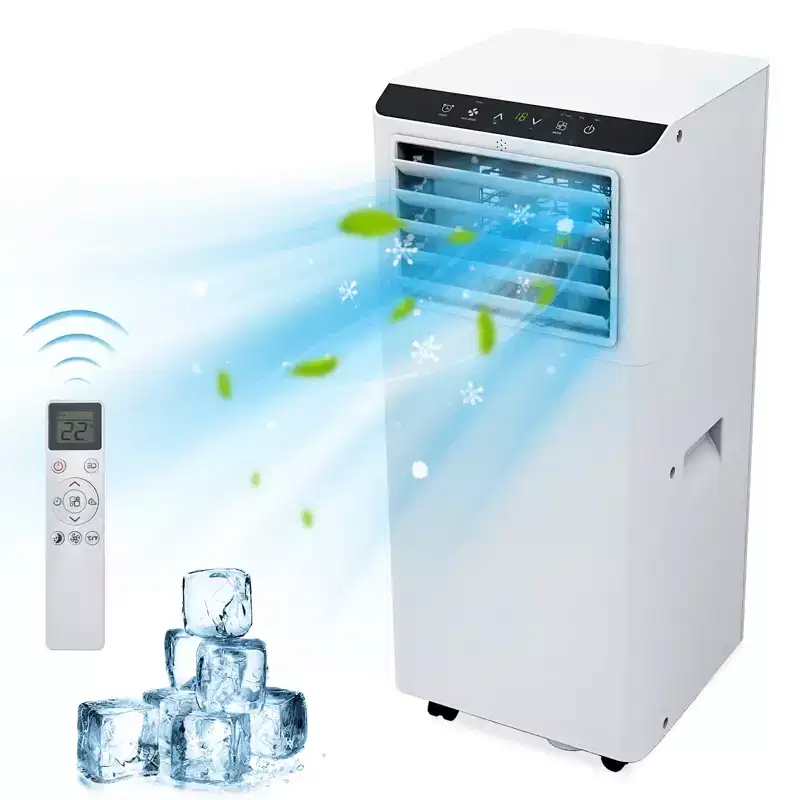 White 8,000 BTU Portable AC Unit  Powerful Cooling for 350 Sq.Ft Spaces. 4 Modes: Cool, Fan, Dehumidify & Sleep with Remote & 24H Programmable Timer