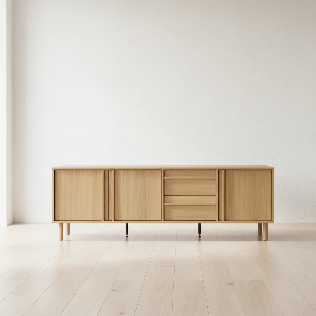 70.9 Modern TV Stand for TVs up to 75, Media Console Cabinet with Drawers, Oak Brown