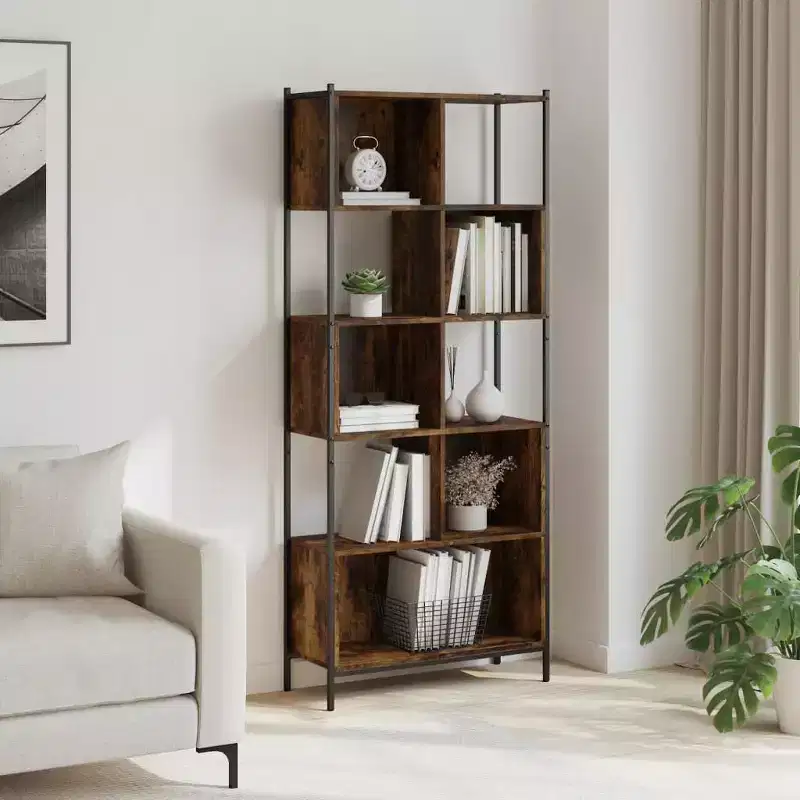 vidaXL Bookcase Standing Bookshelf for Office Living Room Engineered Wood - Smoked Oak