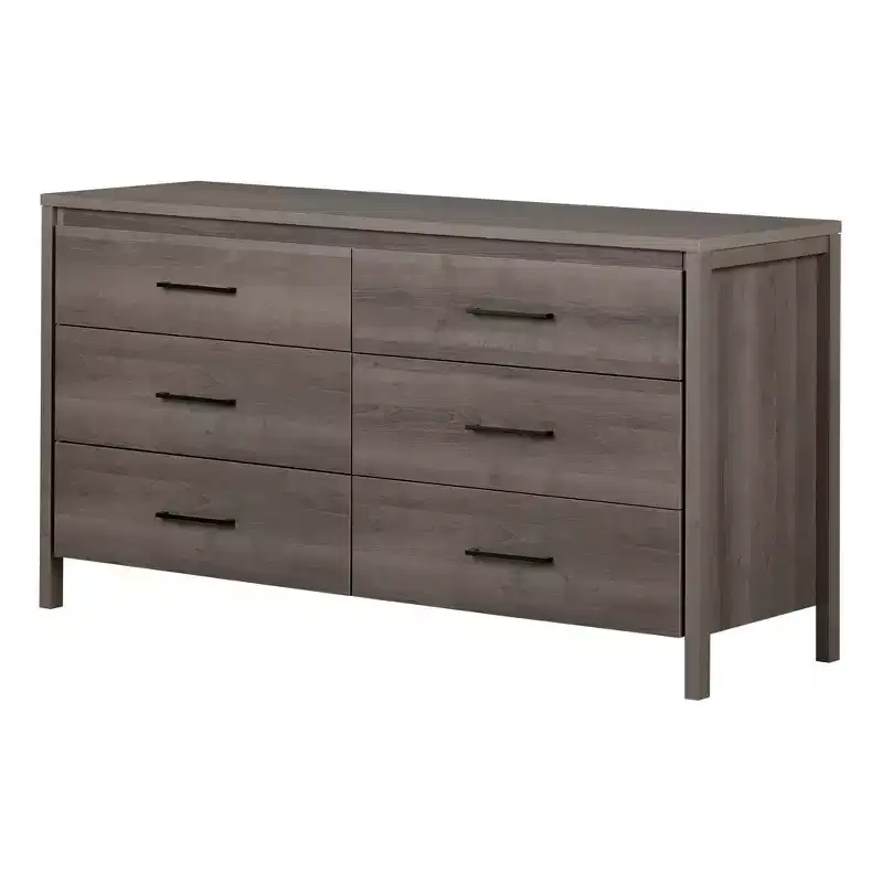 5 Drawer Chest Weathered Oak: Modern Country Style, Metal Slides, 25 lb Capacity per Drawer