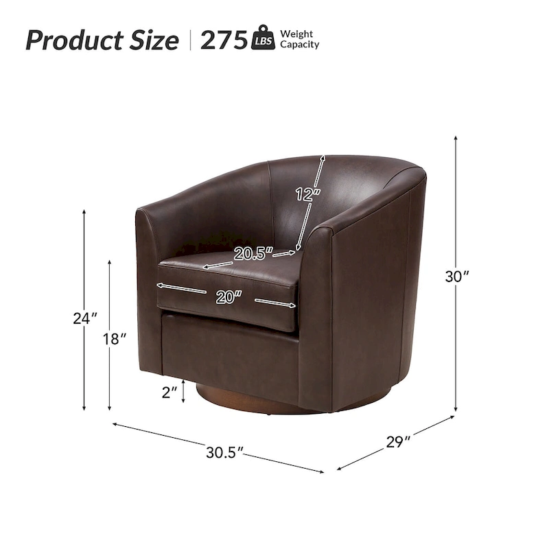 Althea Modern Genuine Leather Swivel Barrel Chair with Solid Wood Base Set of 2 By HULALA HOME