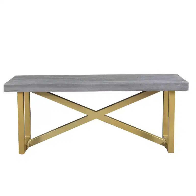 60" Raven Mango Wood Dining Bench Gold/Brown - Timbergirl