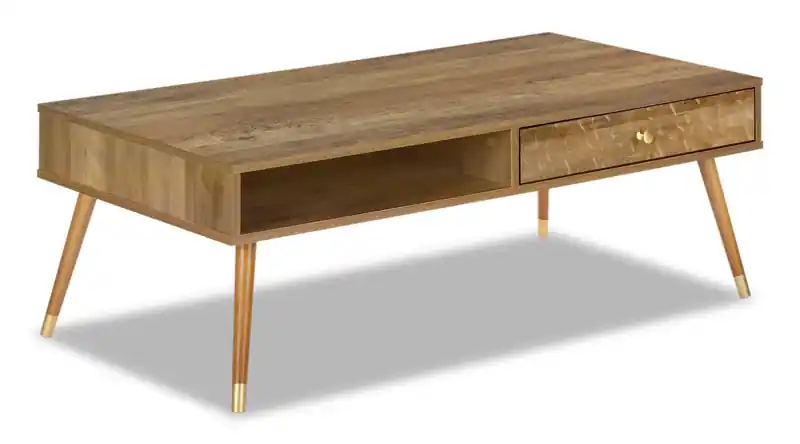 43.5 Modern Coffee Table with Storage - Walnut Finish Wood Legs