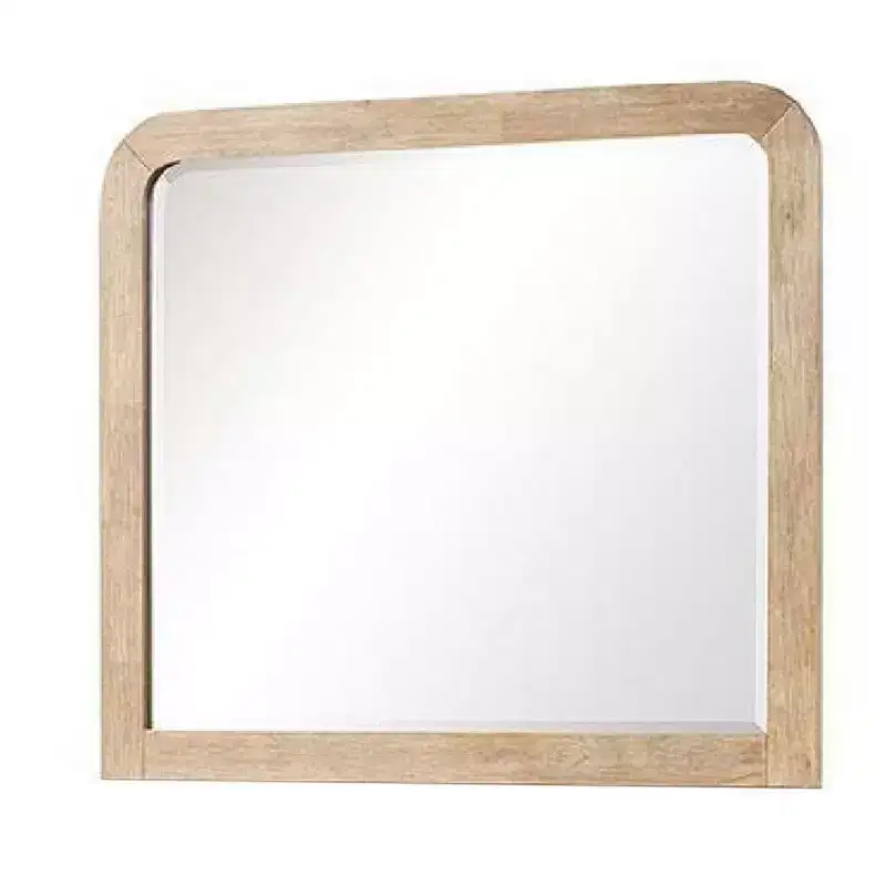 Royal Hampton Dresser Mirror, Beveled Glass, Natural Brown Solid Wood, 36x42