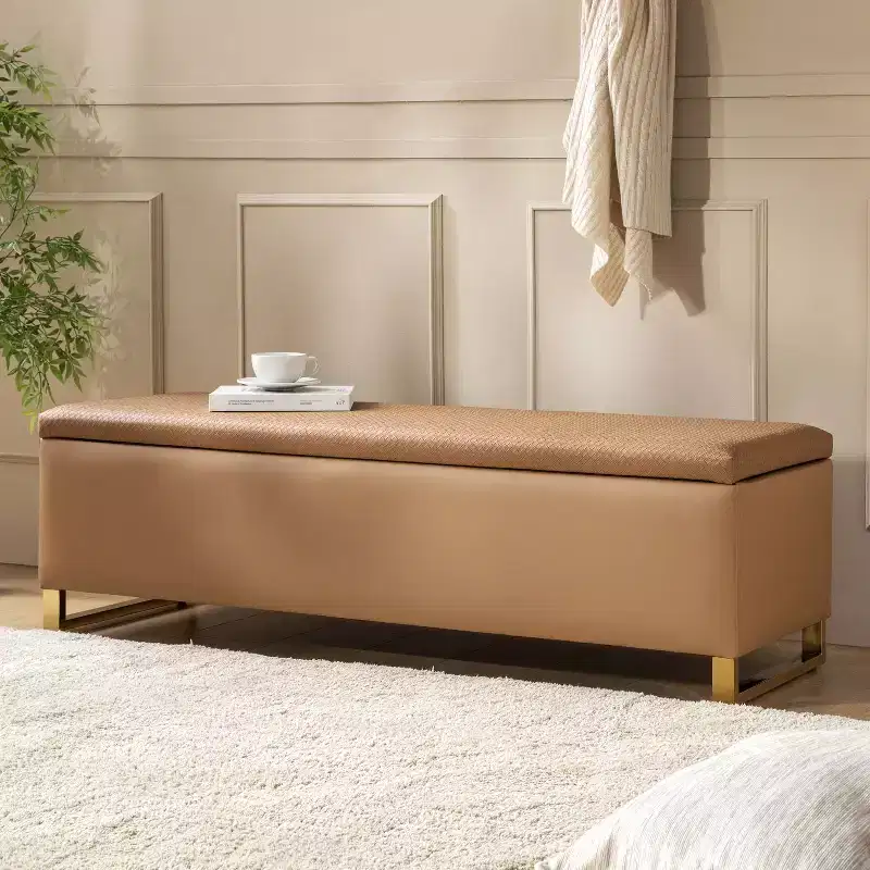 Amalia Storage Bench with Two Ottomans and Diamond Weave Patterns|ART OF LIVING DESIGNS