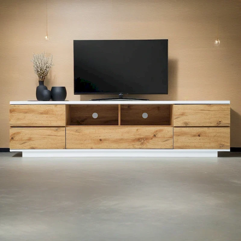 80-Inch Modern TV Stand with Concealed Storage