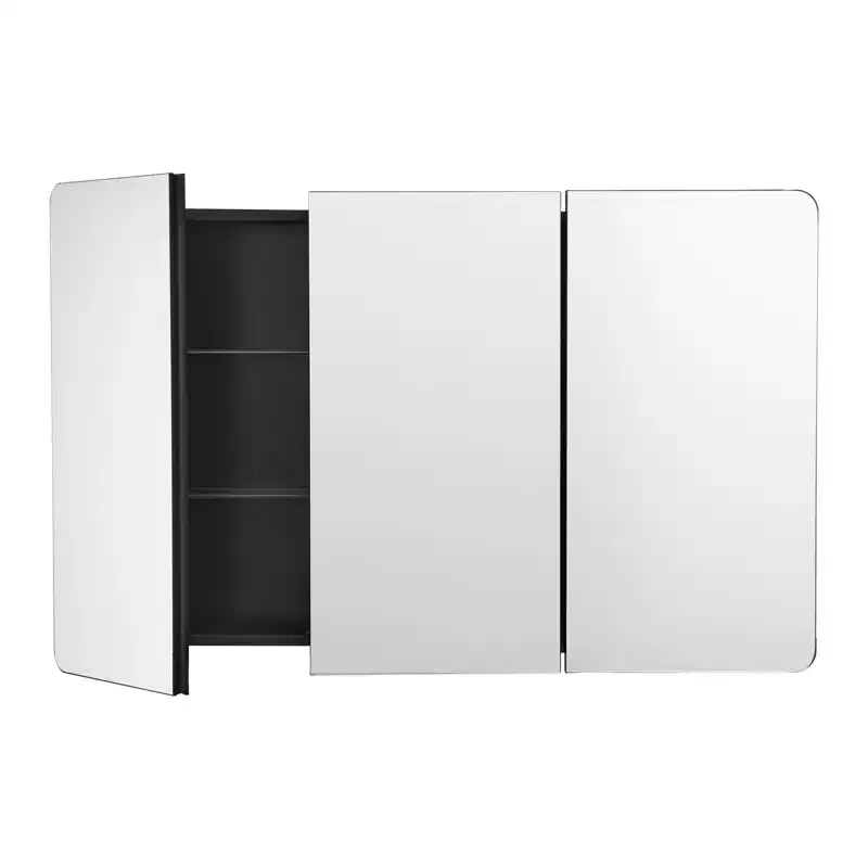 Medicine Cabinet, 25.5 x 40 inch, Medicine Cabinet for Bathroom with Mirror, Aluminum Frame, 4-layer Adjustable Shelves, Black