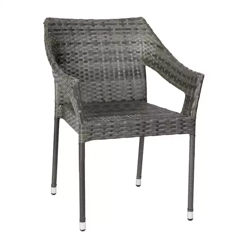 Emma and Oliver All-Weather Indoor/Outdoor Stacking Patio Dining Chair with Steel Frame and Weather Resistant PE Rattan
