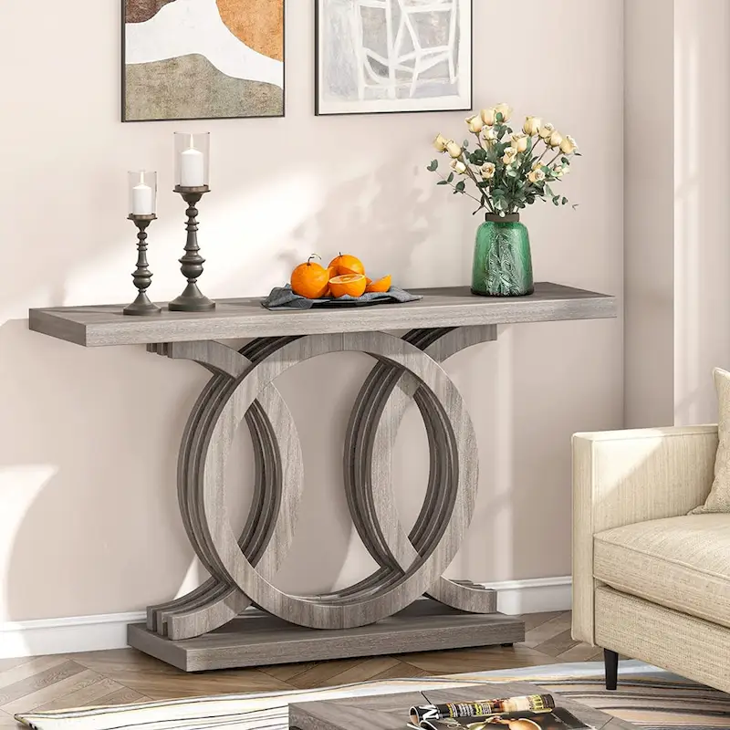 55 Console Sofa Table, Wood Entryway Foyer Table for Living Room