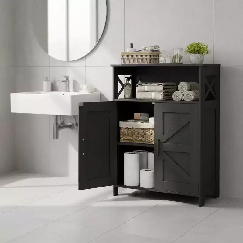 Dcolora Farmhouse Bathroom Cabinet with 2 Doors & Adjustable Shelves
