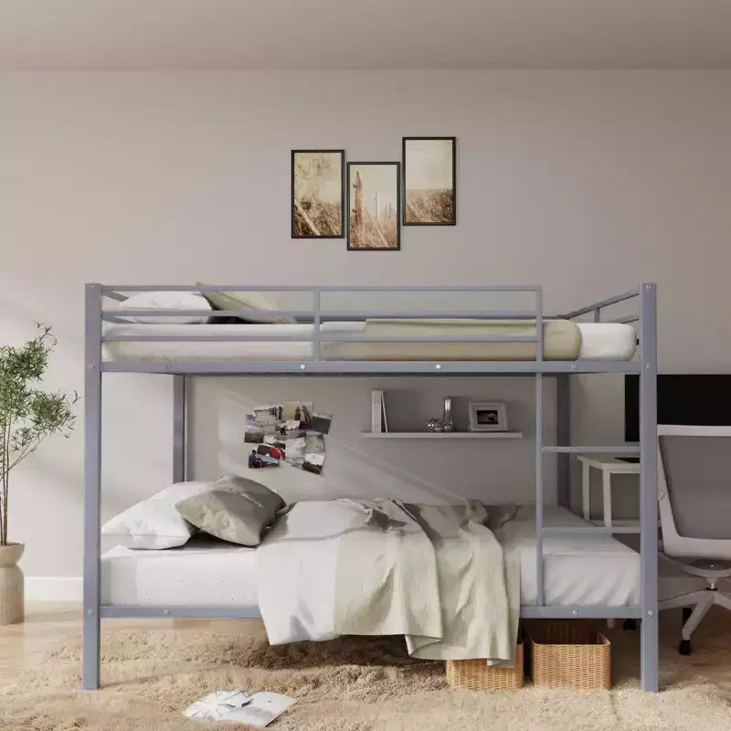 Metal Full Over Full Bunk Bed with Ladder 56.5