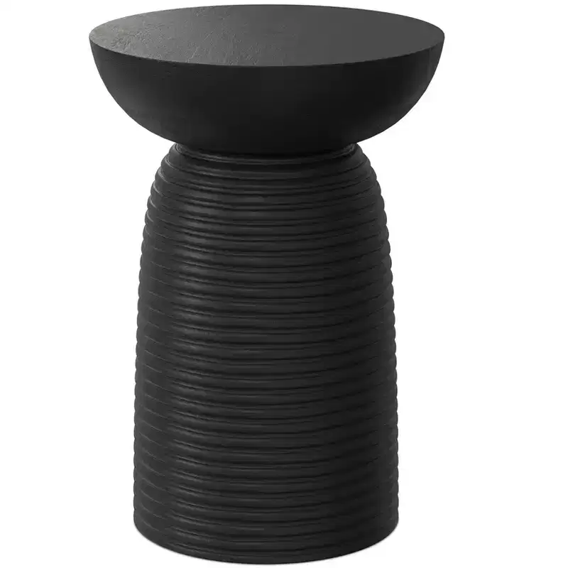 Willis 13 inch Wide Solid Mango Contemporary Ribbed Accent Table, Assembled