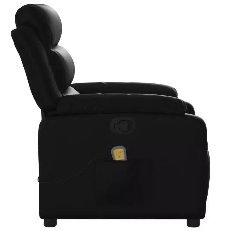 Adjustable Massage Recliner Chair - Black Faux Leather, Manual Push Back