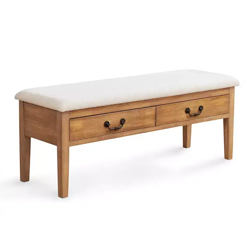 Subrtex Upholstered Storage Bench with Solid Wood Leg