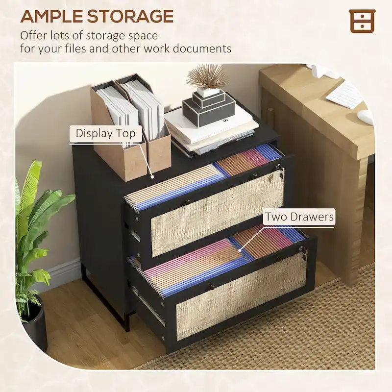 2 Drawer File Cabinet with Lock, Vertical Filing Cabinet with Keys