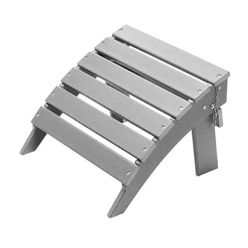 VEVOR Adirondack Ottoman, 16.9L x 18.9W x 13H Inch HDPE Plastic Folding Adirondack Ottoman, Weather-Resistant Foot Rest for Adirondack Chair, Gray