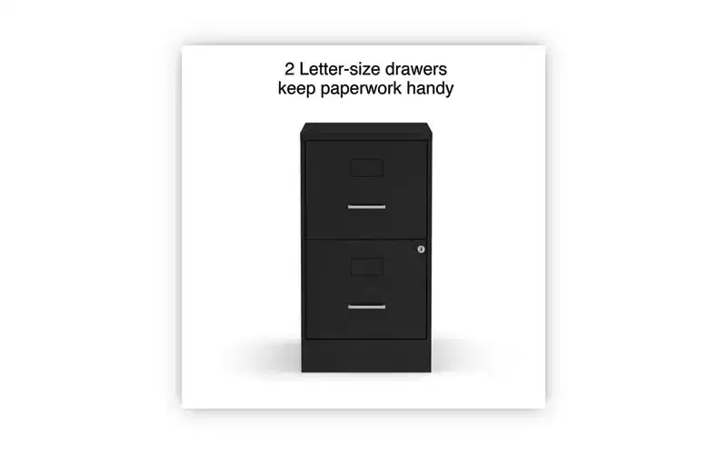 Soho Vertical File Cabinet, 2 Drawers: File/File, Letter, Black, 14 x 18 x 24.1