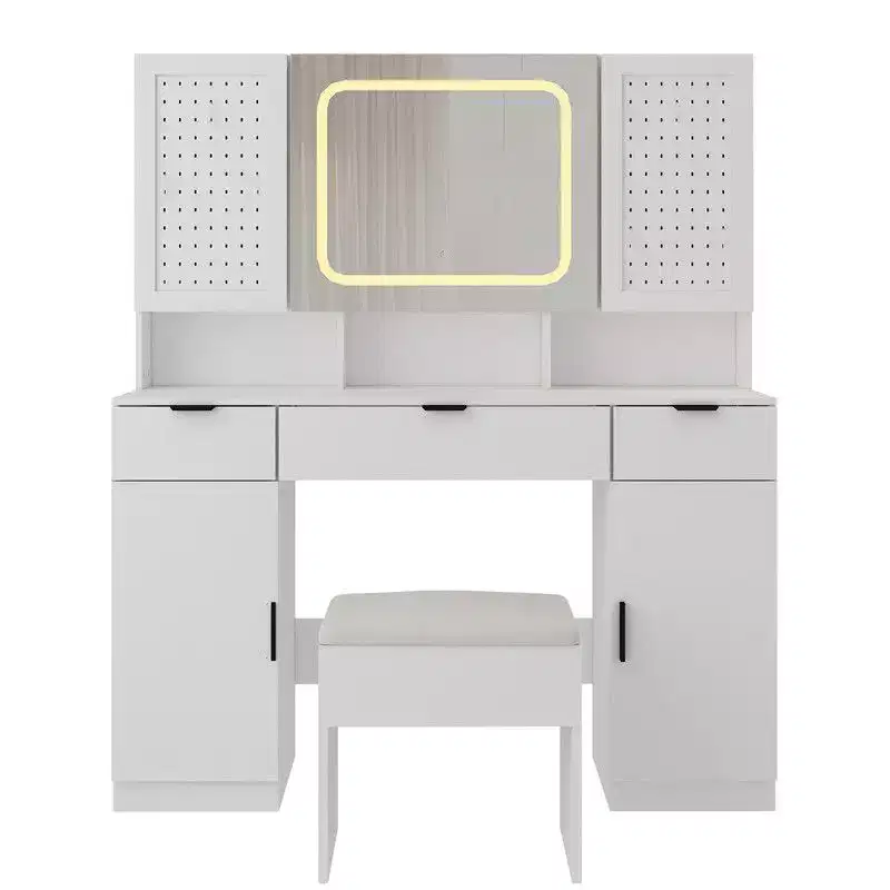 Karl Home | White Makeup Vanity Table Set with Led Lights