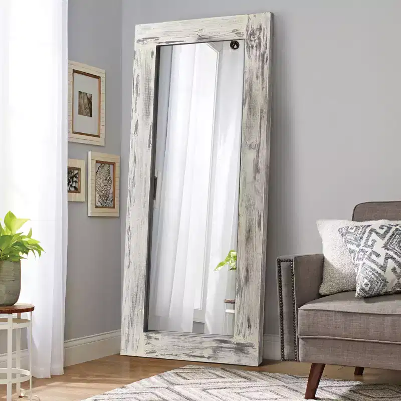 58x24 inch Solid Wood Right Angled Rectangular White Full-length Mirror (without Bracket)