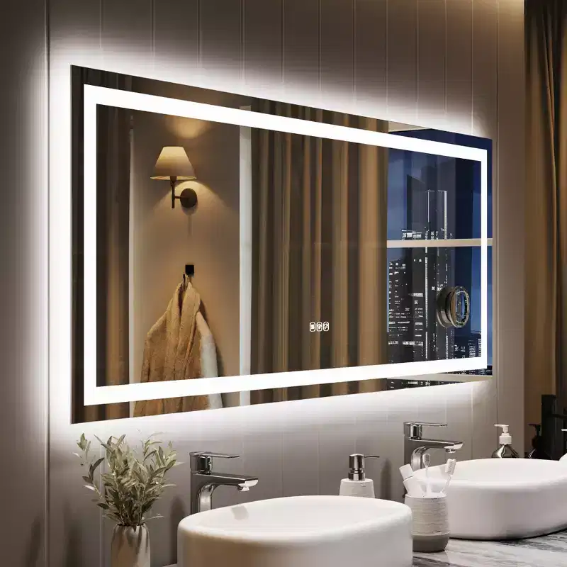 LED Bathroom Mirror with Dimmer and Anti-Fog, 24x32 Inch