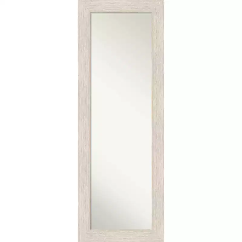19" x 53" Hardwood Framed Full Length on the Door Mirror White - Amanti Art: Over the Door, Body, No Assembly Required