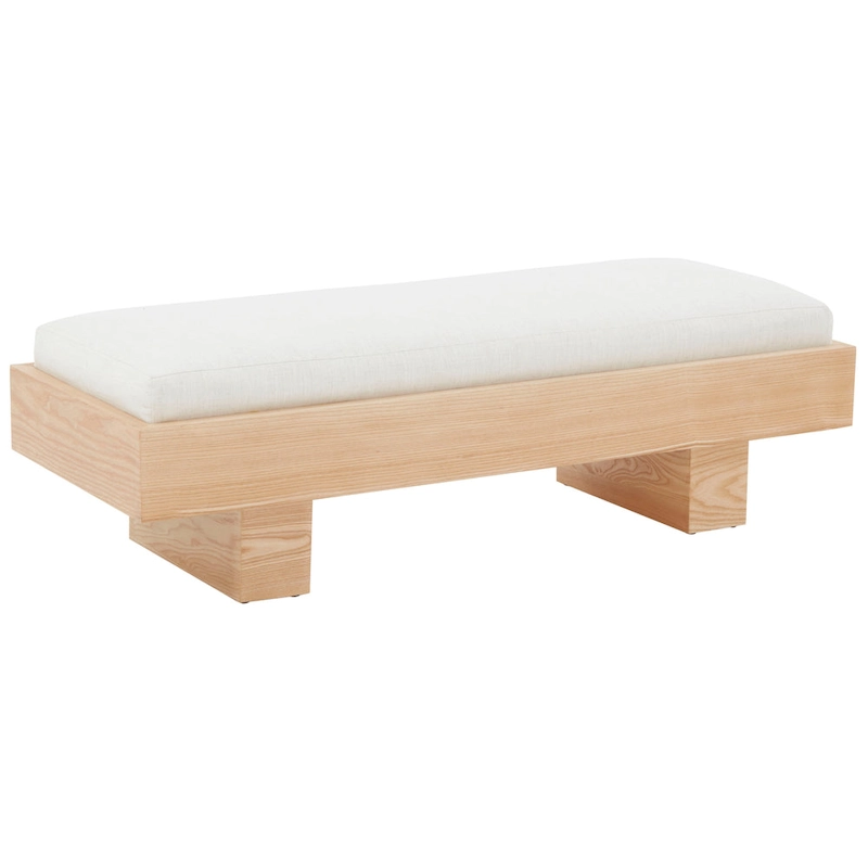 SAFAVIEH Couture Ferah White Wood Bench - 52 W x 20 D x 17 H - 52Wx20Dx17H